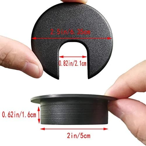 TTSAM Black Plastic Desk Grommet Hole Covers for Cable Management | 2 Inch (50.8 mm) Hole Diameter, Pack of 10 thumbnail 2