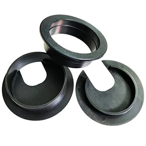 TTSAM Black Plastic Desk Grommet Hole Covers for Cable Management | 2 Inch (50.8 mm) Hole Diameter, Pack of 10 thumbnail 3
