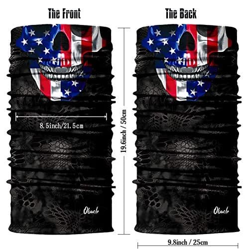 Obacle Skull Face Mask Half - Skull Blue-Red Flag Design for Dust, Wind, and UV Protection - view 3
