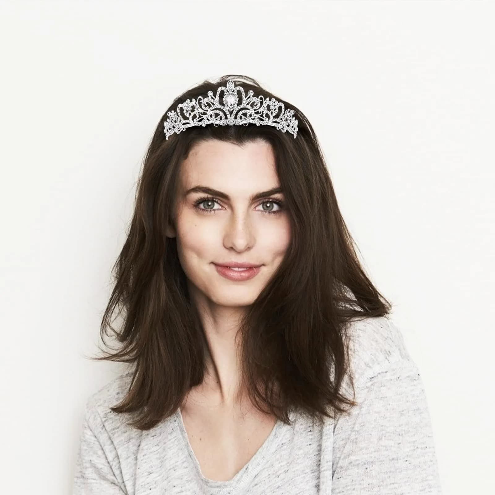 CAVETEE Crystal Rhinestone Tiara with Comb for Women & Girls | 12.5 cm (4.92 in) Diameter - view 3