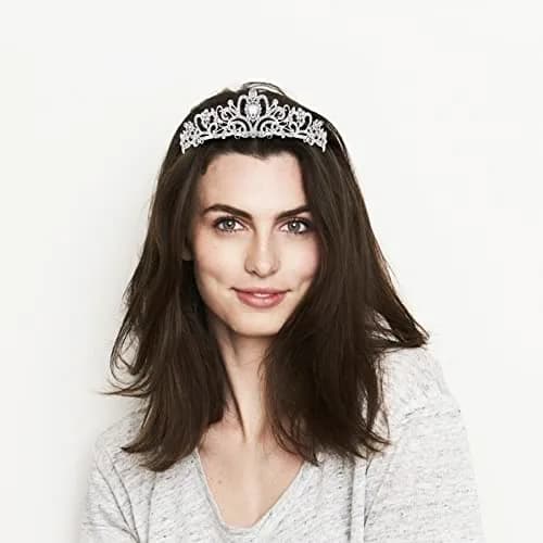 CAVETEE Crystal Rhinestone Tiara with Comb for Women & Girls | 12.5 cm (4.92 in) Diameter thumbnail 3