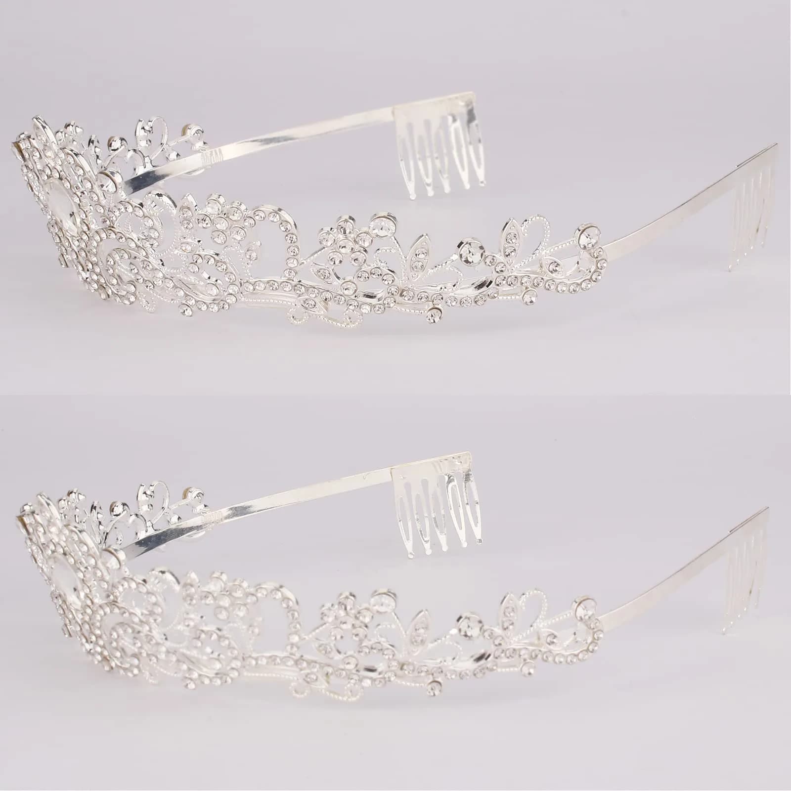 CAVETEE Crystal Rhinestone Tiara with Comb for Women & Girls | 12.5 cm (4.92 in) Diameter - view 4