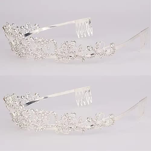 CAVETEE Crystal Rhinestone Tiara with Comb for Women & Girls | 12.5 cm (4.92 in) Diameter thumbnail 4