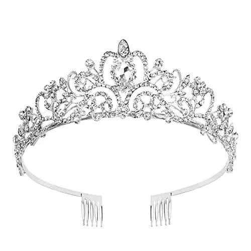 CAVETEE Crystal Rhinestone Tiara with Comb for Women & Girls | 12.5 cm (4.92 in) Diameter thumbnail 1