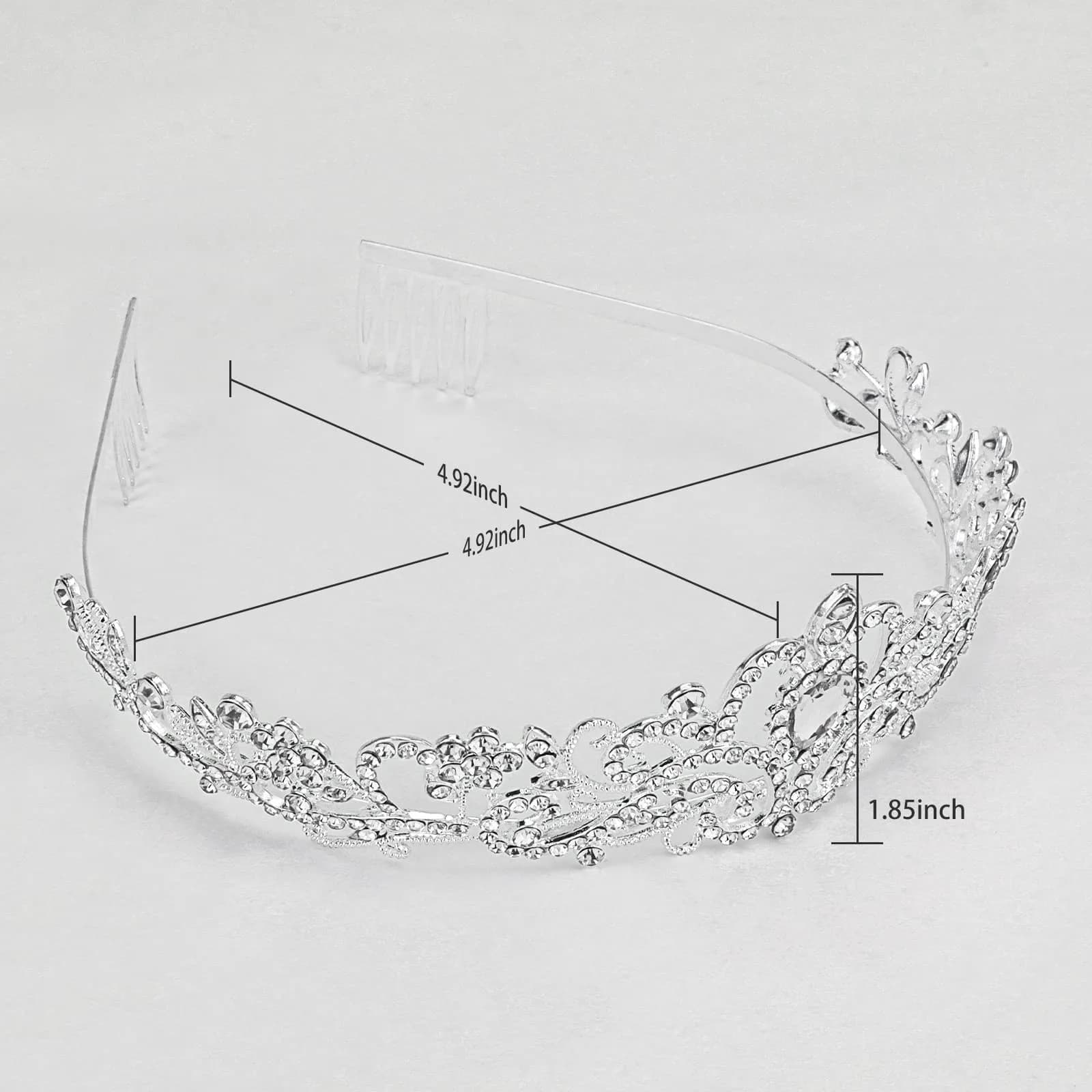 CAVETEE Crystal Rhinestone Tiara with Comb for Women & Girls | 12.5 cm (4.92 in) Diameter - view 2