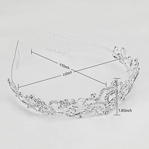 CAVETEE Crystal Rhinestone Tiara with Comb for Women & Girls | 12.5 cm (4.92 in) Diameter thumbnail 2