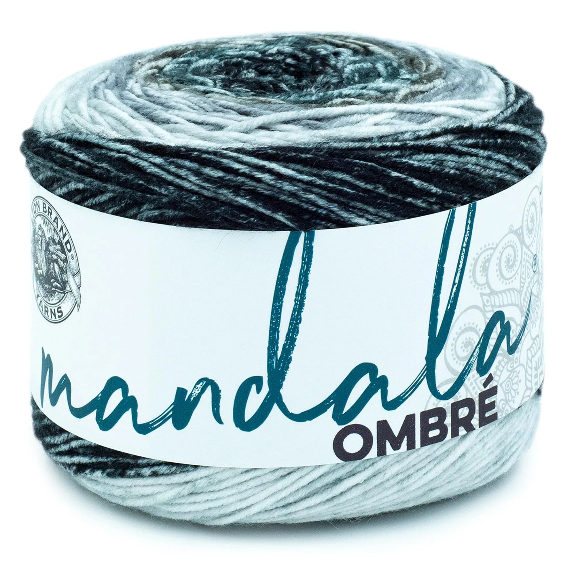 Lion Brand Yarn Mandala Ombré Yarn Cool Gray Multicolor 315m (344 Yds) | Crochet & Knit Worsted Weight Acrylic