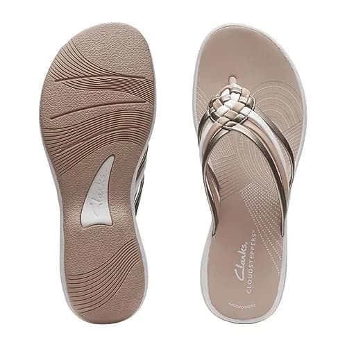 Clarks Breeze Coral Metallic Combi Women's Flip Flop Sandal 30mm (1.2 Inch) Heel | Lightweight & Supportive thumbnail 6