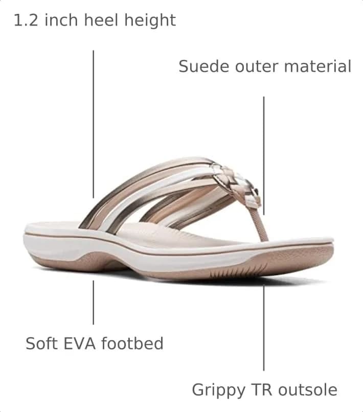 Clarks Breeze Coral Metallic Combi Women's Flip Flop Sandal 30mm (1.2 Inch) Heel | Lightweight & Supportive thumbnail 3