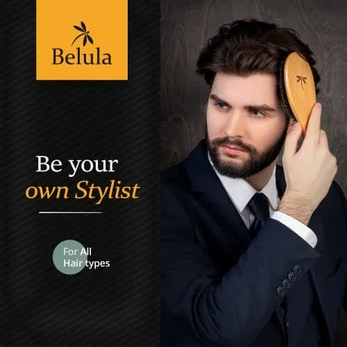 Belula Men's Hair Grooming Set, Boar Bristle & Nylon Brush, Comb, Bag | Natural Conditioning & Styling thumbnail 7