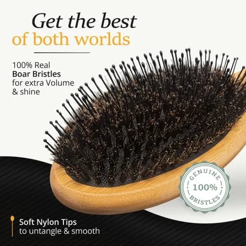 Belula Men's Hair Grooming Set, Boar Bristle & Nylon Brush, Comb, Bag | Natural Conditioning & Styling thumbnail 3