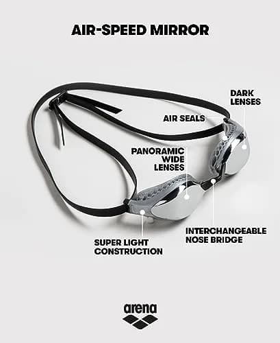 ARENA Unisex Adult Air-Speed Anti-Fog Racing Swim Goggles Silver/Blue | FINA Approved Comfort & Stability thumbnail 3
