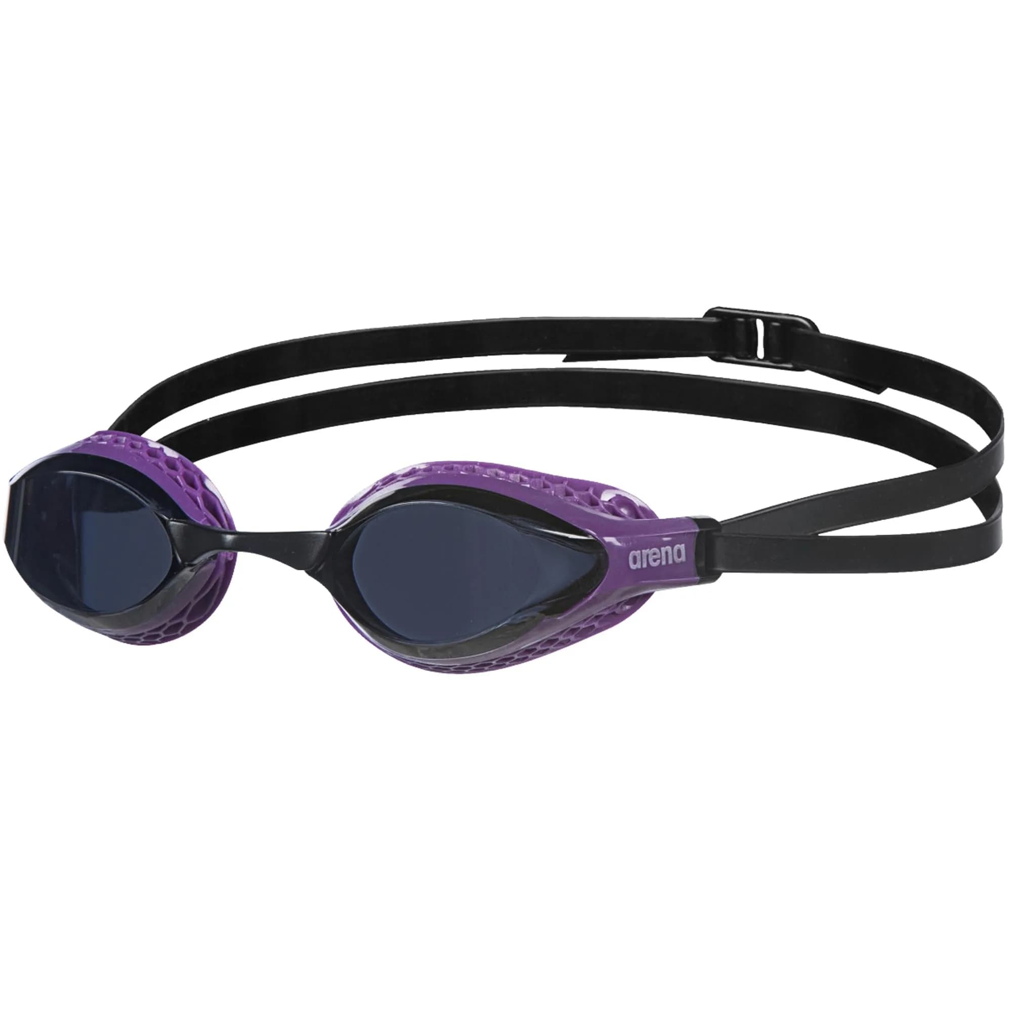ARENA Unisex Adult Air-Speed Anti-Fog Racing Swim Goggles for Men and Women Special Air Seals Technology No Leaking Non-Mirror Lens, Dark Smoke/Purple | FINA Approved Comfort