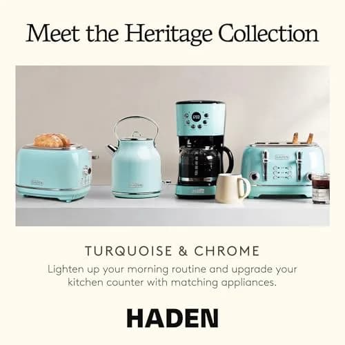 Haden Heritage 1.7 Liter Stainless Steel Retro Electric Tea Kettle with Auto Shutoff and Dry Boil Protection, Light Turquoise thumbnail 5
