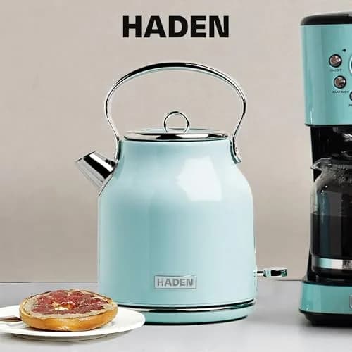 Haden Heritage 1.7 Liter Stainless Steel Retro Electric Tea Kettle with Auto Shutoff and Dry Boil Protection, Light Turquoise thumbnail 6