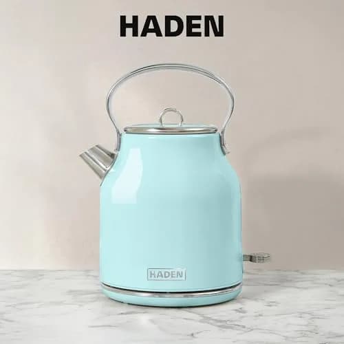 Haden Heritage 1.7 Liter Stainless Steel Retro Electric Tea Kettle with Auto Shutoff and Dry Boil Protection, Light Turquoise thumbnail 7