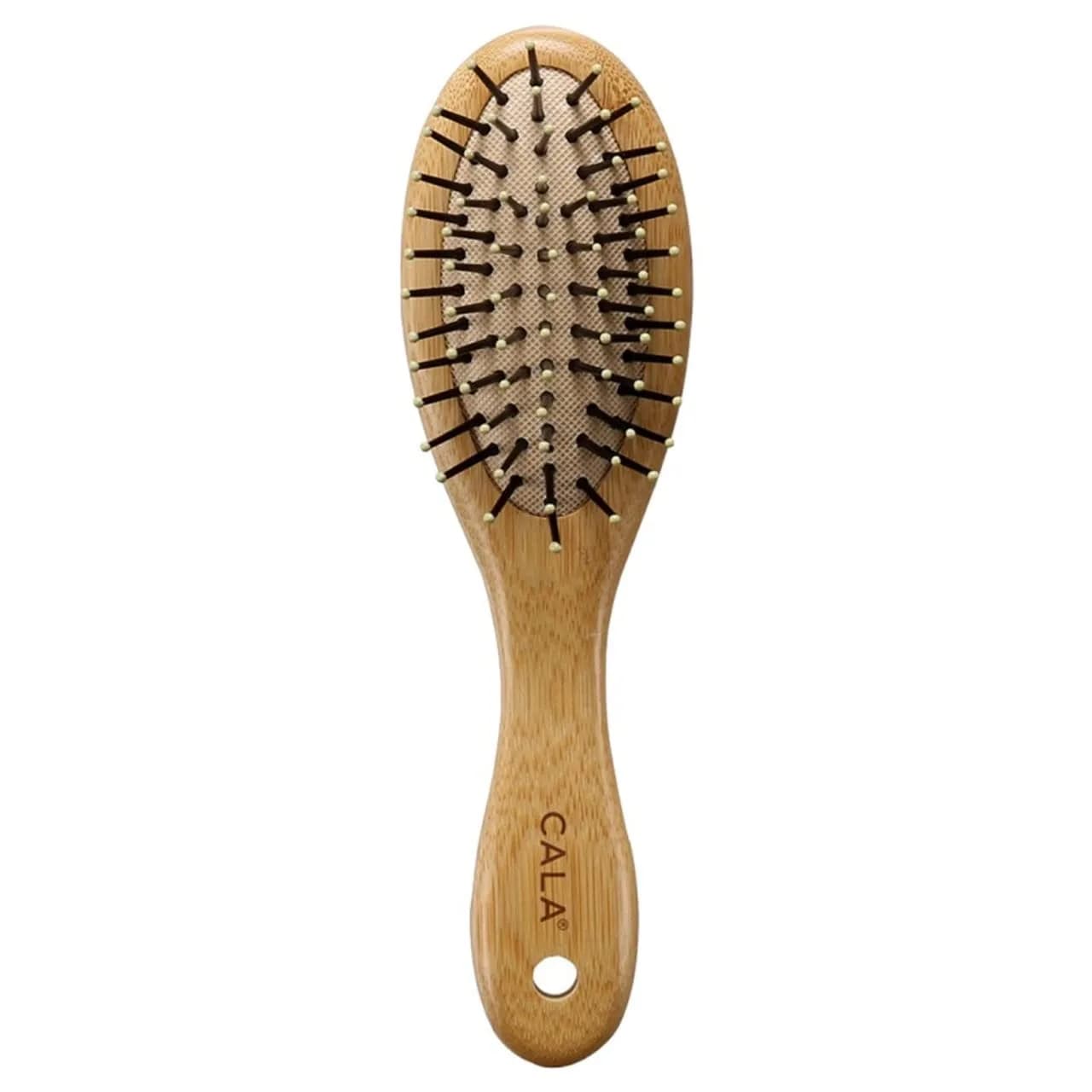 Cala Bamboo Travel Hair Brush with Cushion Base & Bamboo Bristles | Detangles & Massages Scalp
