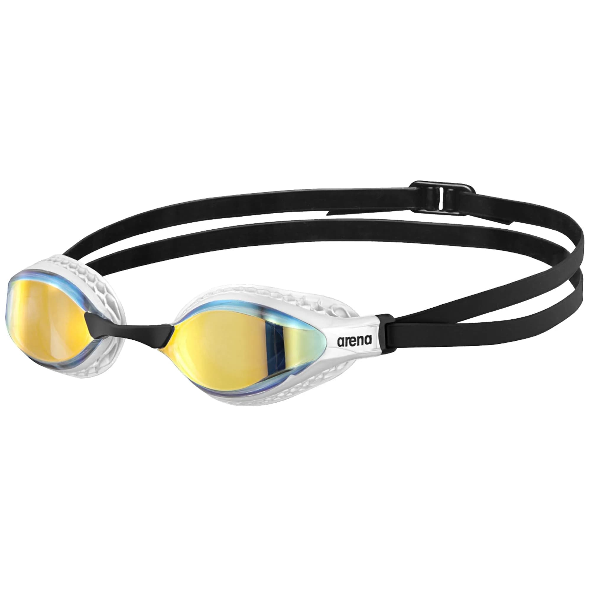 ARENA Unisex Adult Air-Speed Anti-Fog Racing Swim Goggles for Men and Women Special Air Seals Technology Mirror Lens, Yellow Copper/White | FINA Approved Comfort — Yellow Copper/White
