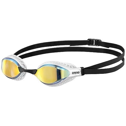 ARENA Unisex Adult Air-Speed Anti-Fog Racing Swim Goggles for Men and Women Special Air Seals Technology Mirror Lens, Yellow Copper/White | FINA Approved Comfort thumbnail 1
