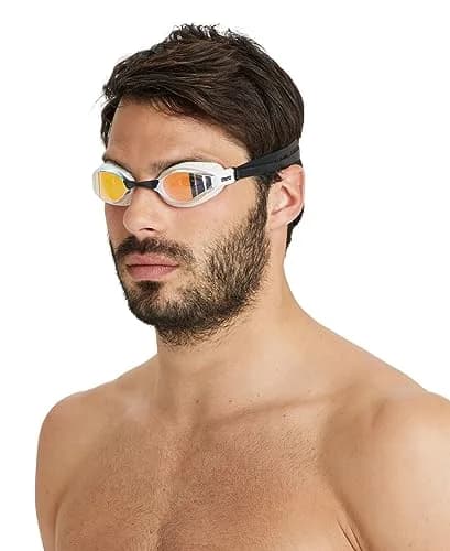 ARENA Unisex Adult Air-Speed Anti-Fog Racing Swim Goggles for Men and Women Special Air Seals Technology Mirror Lens, Yellow Copper/White | FINA Approved Comfort thumbnail 8
