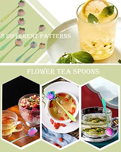 ESRISE 16 Pcs Teaspoon Tea Spoons | Stainless Steel Cute Flower Design (12.5cm) thumbnail 6