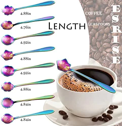 ESRISE 16 Pcs Teaspoon Tea Spoons | Stainless Steel Cute Flower Design (12.5cm) thumbnail 2