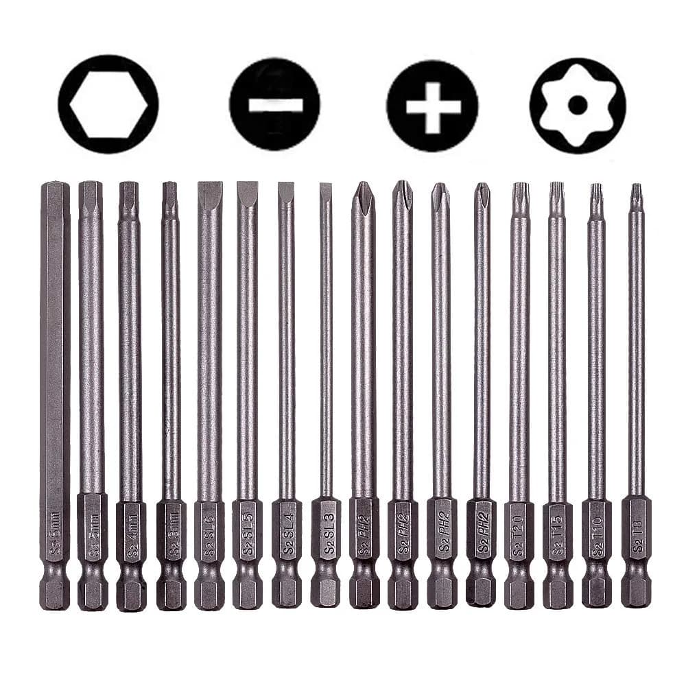 Rocaris 16-Piece Magnetic Screwdriver Bit Set 100mm (3.93") | S2 Steel for Power Tools - main product image