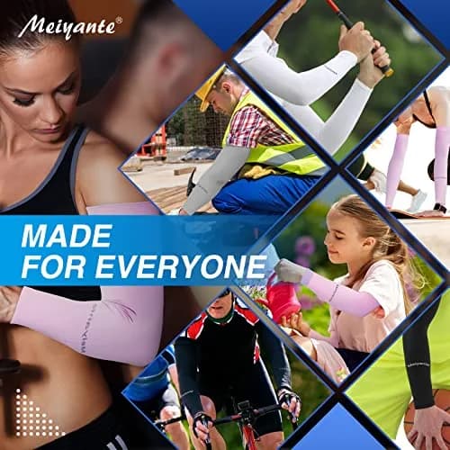 Meiyante UV Sun Protection Arm Sleeves with Thumb Holes for Women, White 39.6 cm (15.6 in) | UPF 50+ Cooling Fabric thumbnail 8