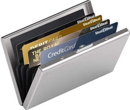 OFIXO Credit Card Holder Protector Stainless Steel Slim Wallet for Women or Men | RFID Blocking & Ultra Slim (9.5 x 6.5 x 1.2 cm) thumbnail 3
