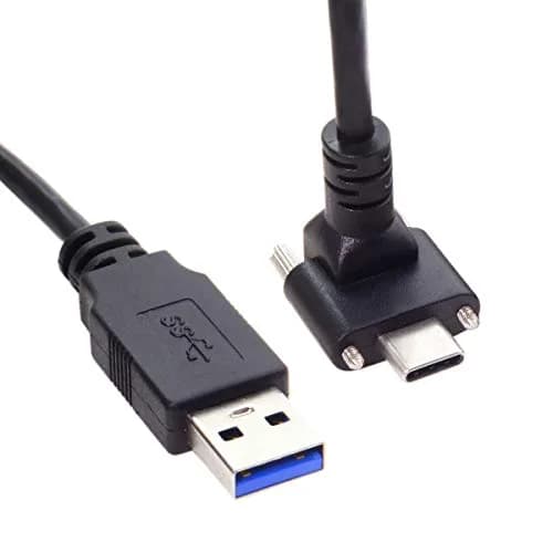JSER USB 3.1 Type-C Dual Screw Locking Data Cable 1.2m | 90° Up/Down Angled Connector for Camera thumbnail 4