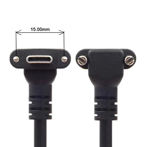 JSER USB 3.1 Type-C Dual Screw Locking Data Cable 1.2m | 90° Up/Down Angled Connector for Camera thumbnail 5