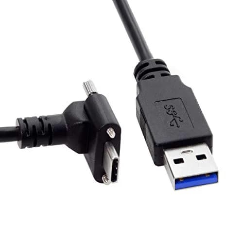 JSER USB 3.1 Type-C Dual Screw Locking Data Cable 1.2m | 90° Up/Down Angled Connector for Camera thumbnail 2