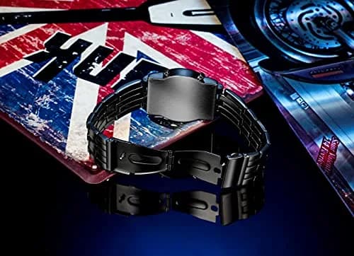 MASTOP Binary Matrix Blue LED Digital Stainless Steel Watch (Black Blue) | Unique Cyberpunk Style for Men thumbnail 5