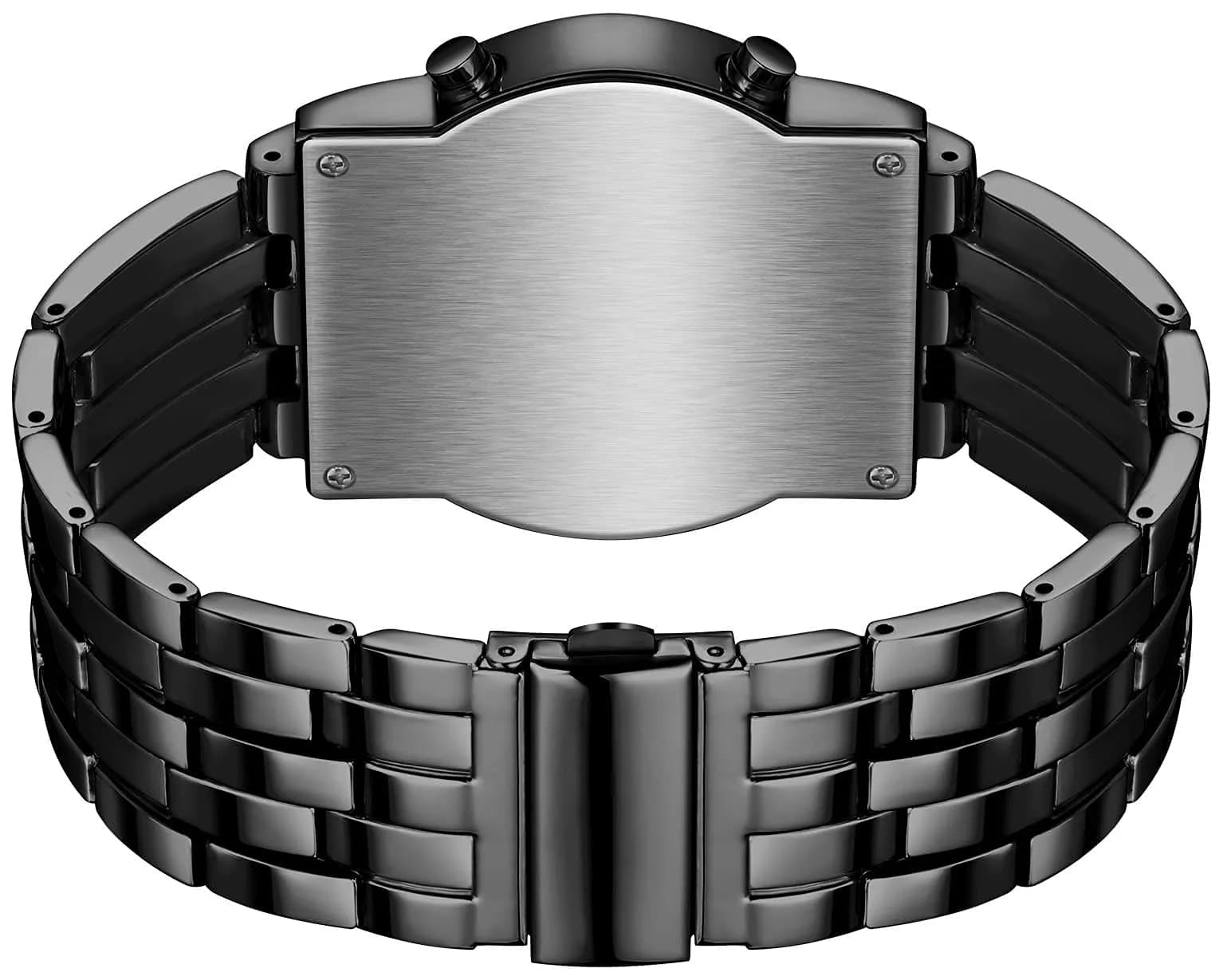 MASTOP Binary Matrix Blue LED Digital Watch Men's Black Plated with Black Blue Chip - view 3