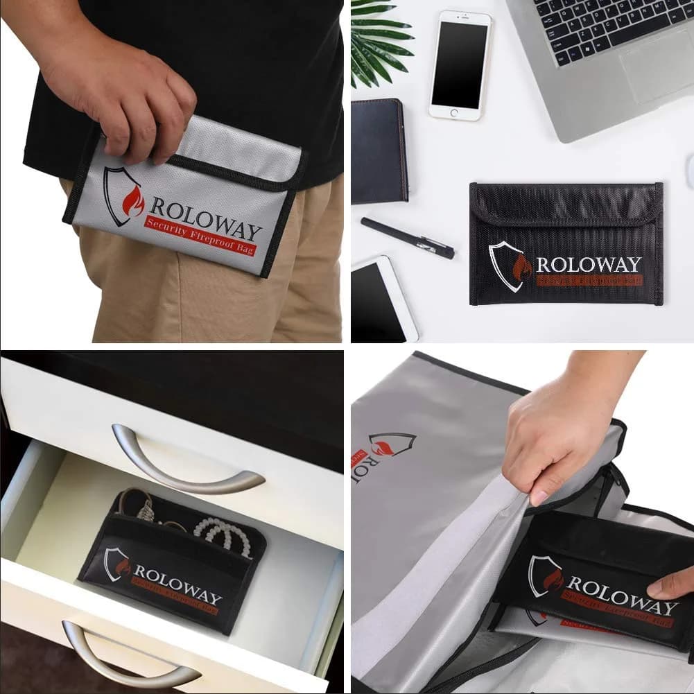 ROLOWAY Fireproof Document Bag 13cm x 20cm (5 x 8 inches) | Non-Itchy Silicone Coated Fiberglass - view 6