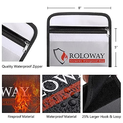 ROLOWAY Fireproof Document Bag 13cm x 20cm (5 x 8 inches) | Non-Itchy Silicone Coated Fiberglass thumbnail 2
