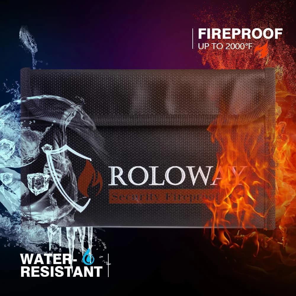 ROLOWAY Fireproof Document Bag 13cm x 20cm (5 x 8 inches) | Non-Itchy Silicone Coated Fiberglass - view 3