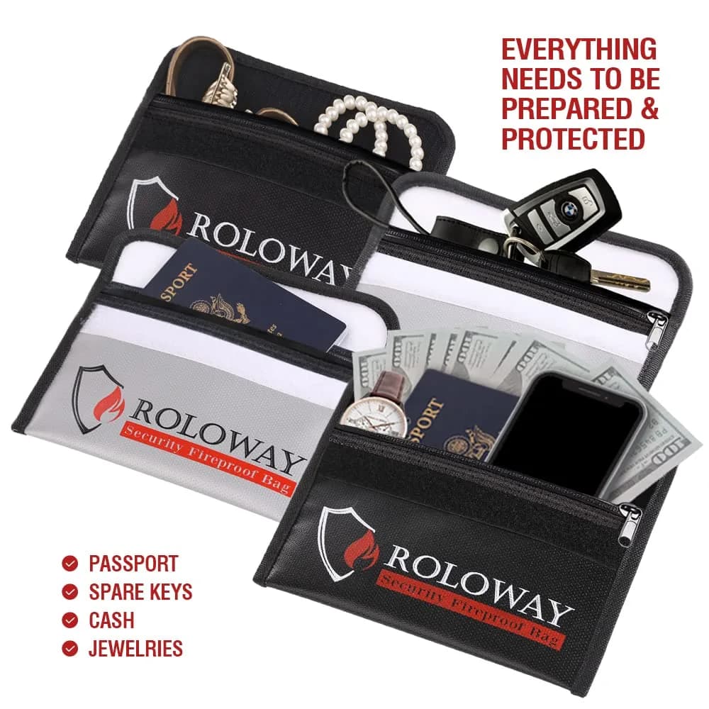 ROLOWAY Fireproof Document Bag 13cm x 20cm (5 x 8 inches) | Non-Itchy Silicone Coated Fiberglass - view 4