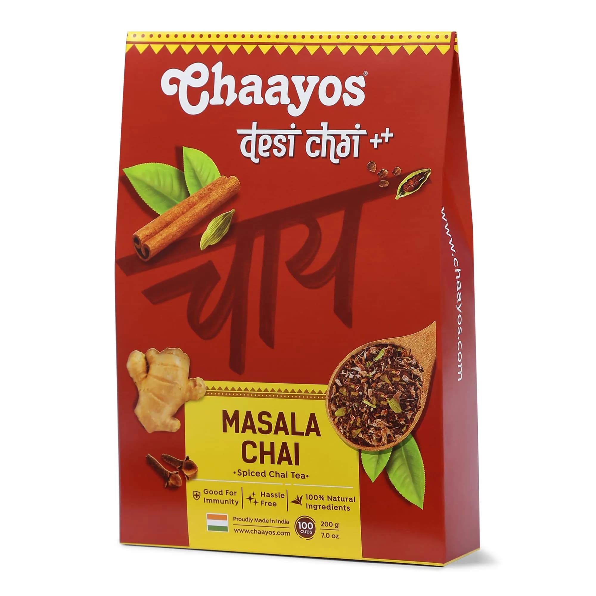 Chaayos Masala Tea - Premium Chai Patti with 100% Natural Spices - 100g x 2 = 200g | Traditional Indian Masala Tea - main product image