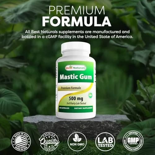 Best Naturals Mastic Gum Capsules 500 mg 120 Count | Supports Stomach & Duodenal Health thumbnail 5