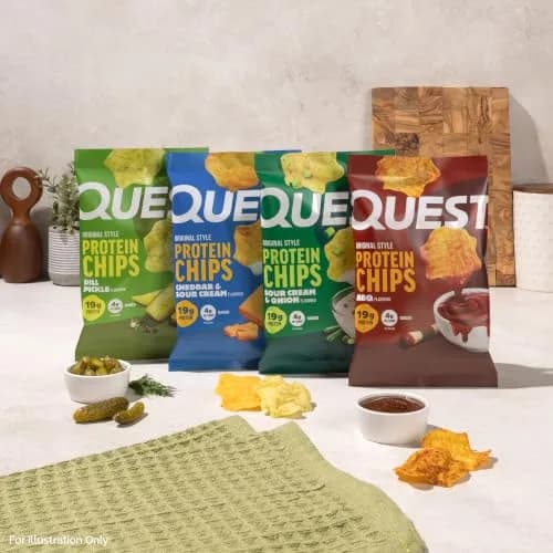Quest Nutrition Cheddar & Sour Cream Protein Chips 1.1 oz (31g) Bags, 19g Protein, 4g Net Carbs | Gluten-Free Baked Snack thumbnail 4