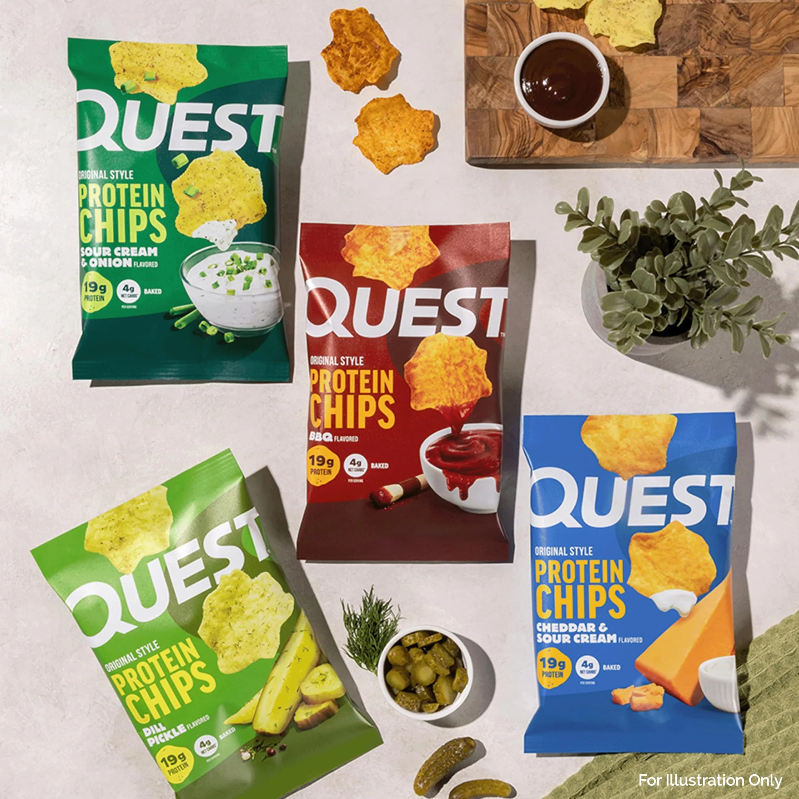 Quest Nutrition Cheddar & Sour Cream Protein Chips 1.1 oz (31g) Bags, 19g Protein, 4g Net Carbs | Gluten-Free Baked Snack - view 5