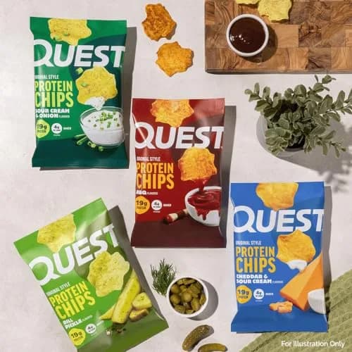 Quest Nutrition Cheddar & Sour Cream Protein Chips 1.1 oz (31g) Bags, 19g Protein, 4g Net Carbs | Gluten-Free Baked Snack thumbnail 5