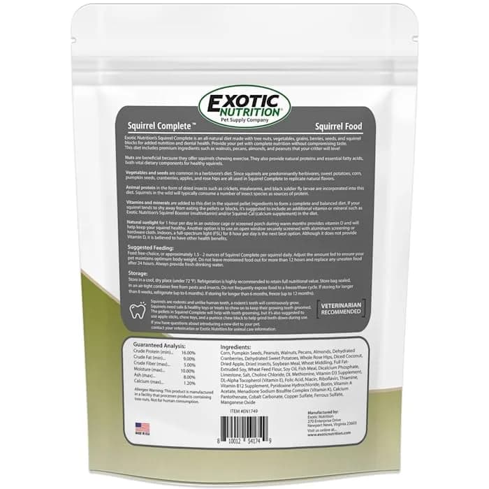 Exotic Nutrition Squirrel Complete Pet Food 1.75 lb (794 g) | Complete Natural Diet for Squirrels & Chipmunks thumbnail 3