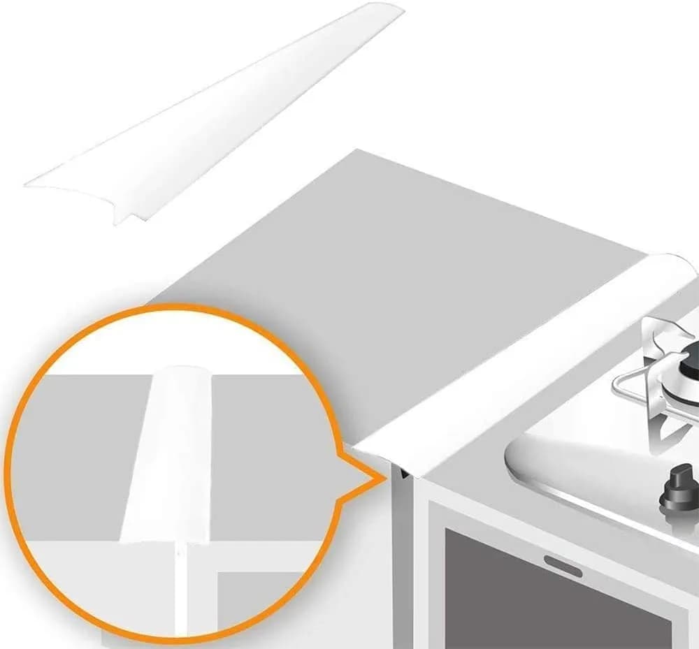 Linda's Essentials Silicone Stove Gap Covers (2-Pack, 63.5cm / 25 Inches, White) | Seals Gaps Between Stovetop and Counter - main product image