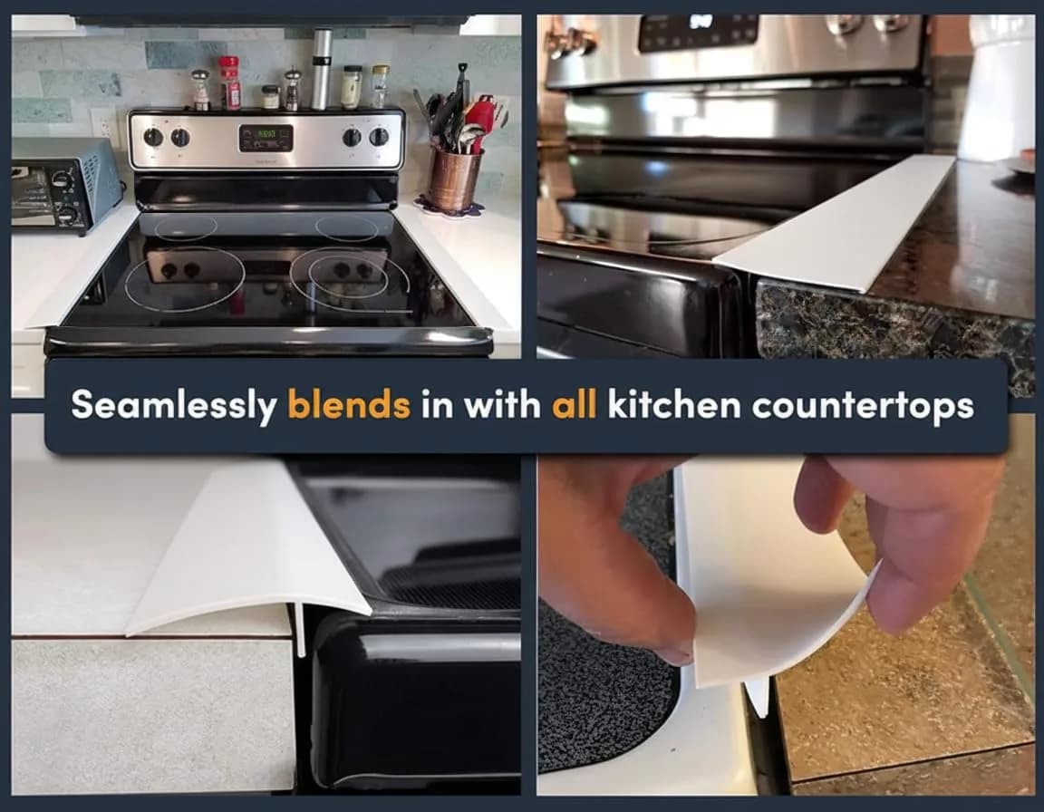 Linda's Essentials Silicone Stove Gap Covers (2-Pack, 63.5cm / 25 Inches, White) | Seals Gaps Between Stovetop and Counter - view 7