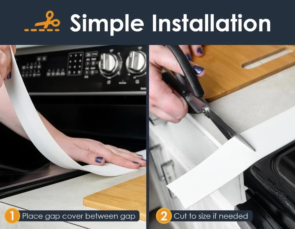 Linda's Essentials Silicone Stove Gap Covers (2-Pack, 63.5cm / 25 Inches, White) | Seals Gaps Between Stovetop and Counter - view 8