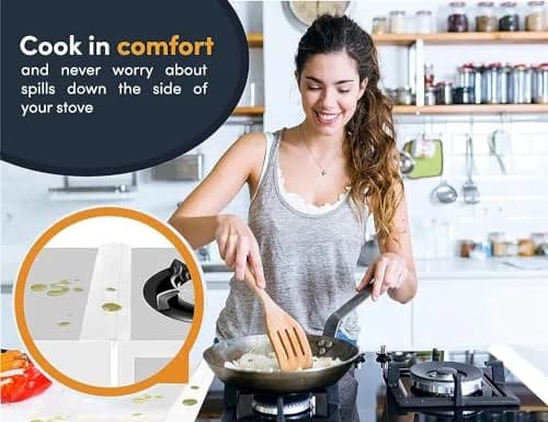Linda's Essentials Silicone Stove Gap Covers (2-Pack, 63.5cm / 25 Inches, White) | Seals Gaps Between Stovetop and Counter thumbnail 3