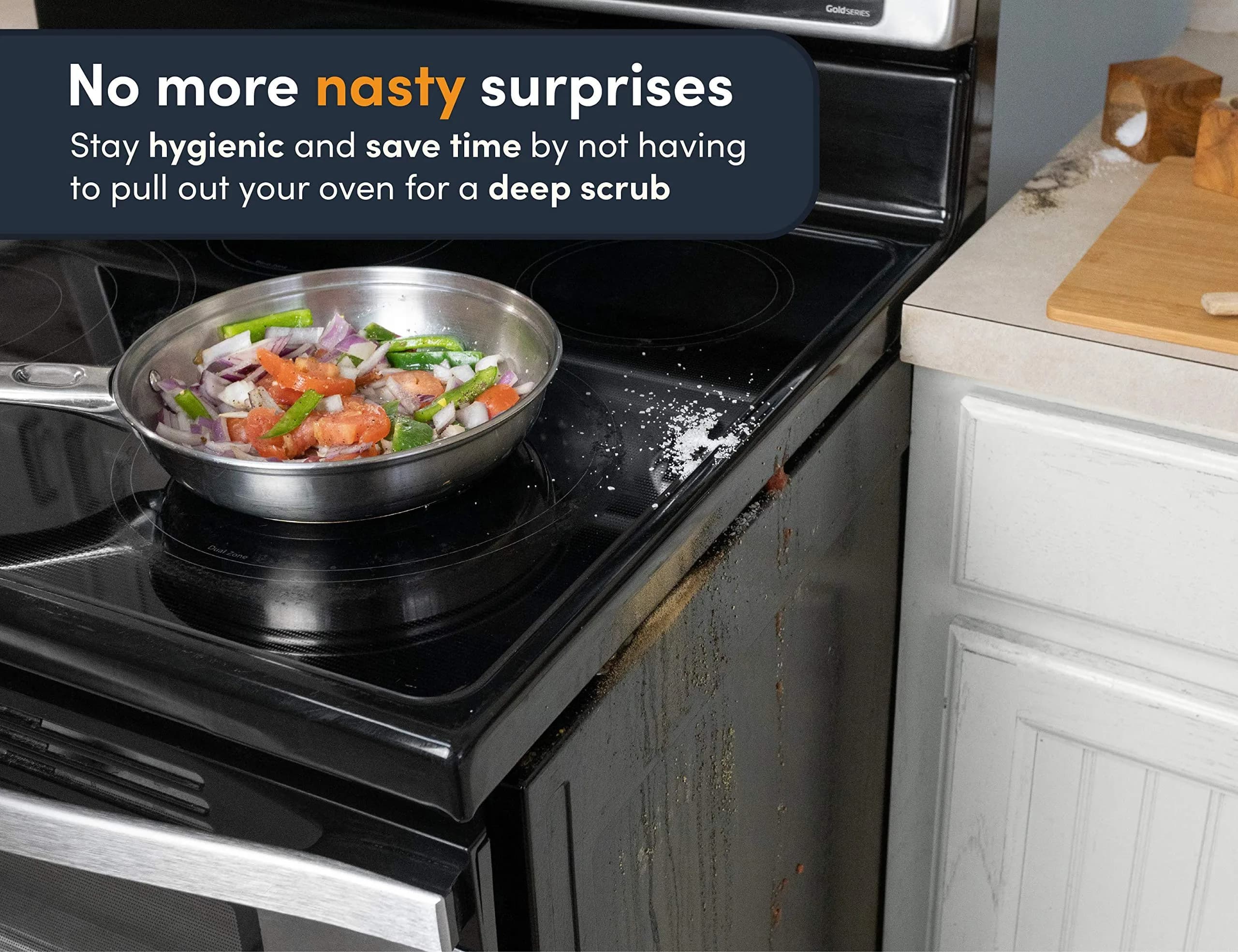 Linda's Essentials Silicone Stove Gap Covers (2-Pack, 63.5cm / 25 Inches, White) | Seals Gaps Between Stovetop and Counter - view 4