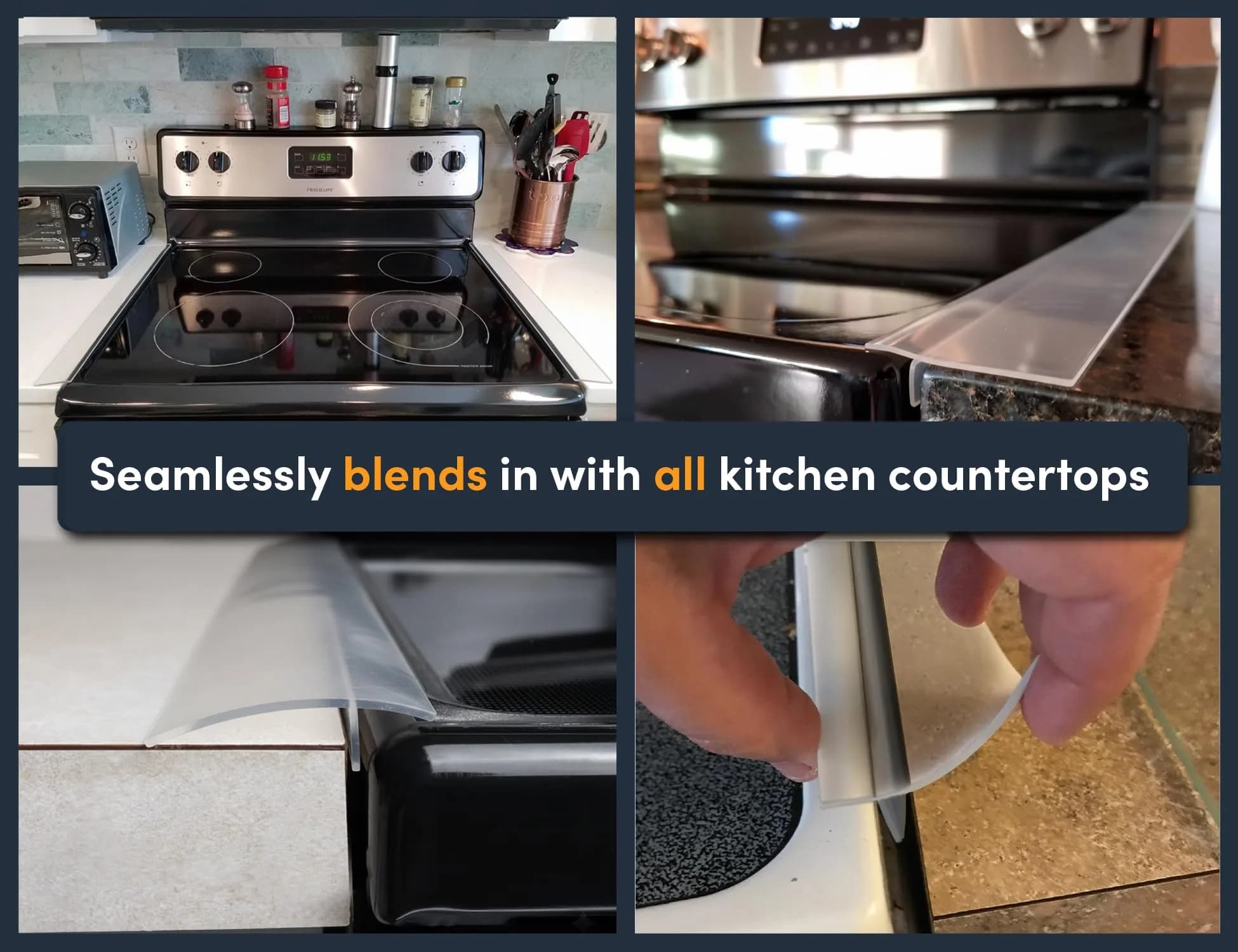 Linda's Essentials Silicone Stove Gap Covers 21 Inches Clear (2-Pack) | Seals Gaps Between Stovetop and Counter - view 7